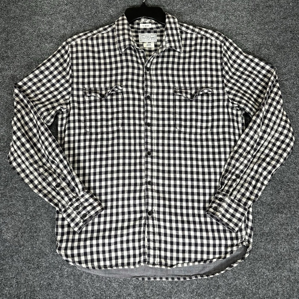 Lucky Brand Black and White Gingham Button-Down Shirt
